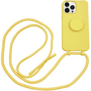 Høyde - iPhone 13 Pro Max - Telefoonhoes met koord + Socket houder - Geel