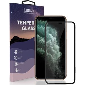 Lunso - iPhone 11 Pro - Gehard Beschermglas - Full Cover Screenprotector - Black Edge