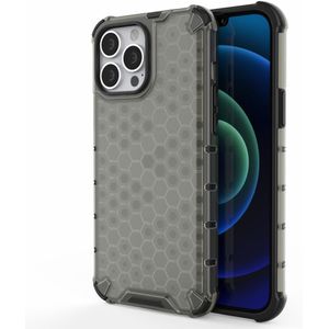 Lunso - Honinggraat Armor Backcover hoes - iPhone 13 Pro Max - Zwart