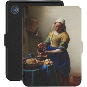 Lunso - Kobo Clara 2E hoes (6 inch) - Vegan Saffiano Leren sleep cover - Vermeer Melkmeisje
