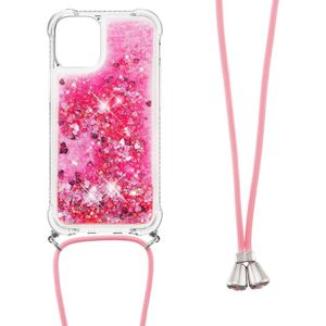 Lunso - Backcover hoes met koord - iPhone 13 - Glitter Roze