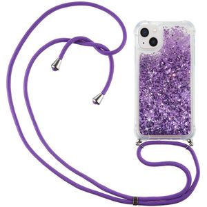 Lunso - Backcover hoes met koord - iPhone 14 Plus - Glitter Paars