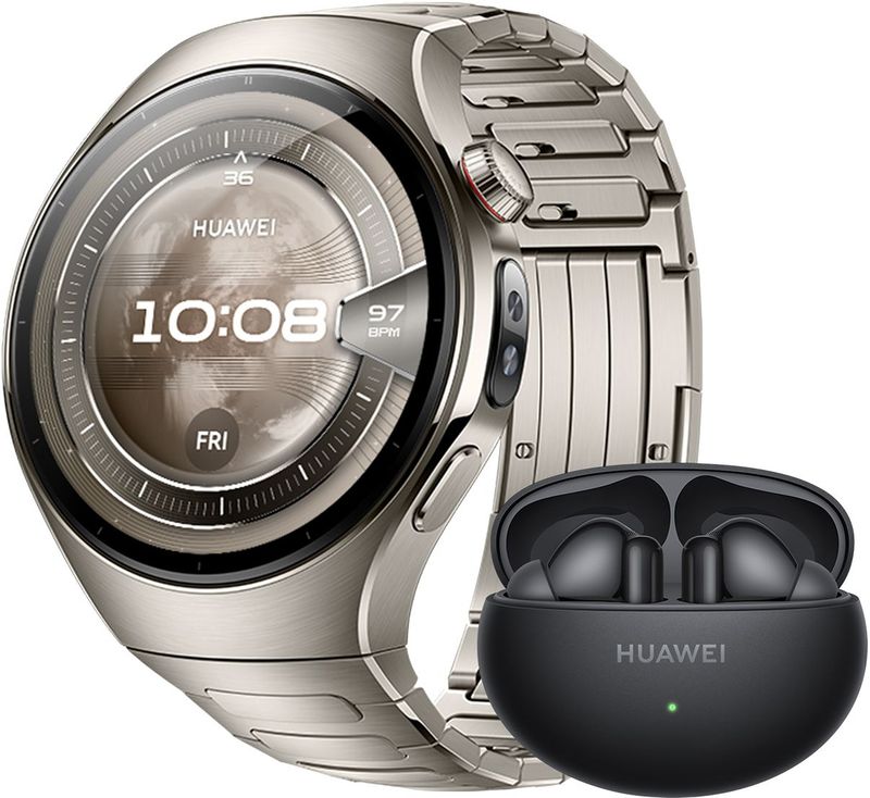 HUAWEI WATCH 5 titanium | Smartwatch | Kompatibel mit iOS und Android | Ultra-long Battery Life Modus | NFC-Zahlungen | eSIM Mobiltelefonie | Multi-Sensor X-TAP Technologie