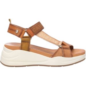 Carmelavoor vrouwen. 16155102-CAMEL Sandalen 161551 bruin (38), Leer, 5 tot 8 cm, Gesp, Casual