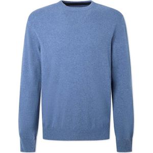 Hackett Londonvoor mannen. HM703028 Merino Cash trui blauw (S), Casual, Wol, Lange mouwen