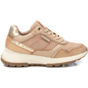 Carmelavoor vrouwen. 16182704-BEIGE Leren sneakers 161827 beige (38), Leer, 3 tot 5 cm, Veters, Casual