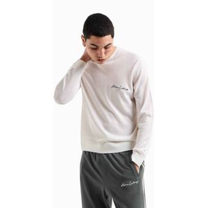 Armani Exchangevoor mannen. 8NZM5AZM1YZ1116 Effen witte trui (L), Casual, Wol