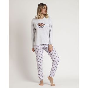 Admasvoor vrouwen. 62590-0-000106 Pyjama met lange mouwen All You Need is Sleep grijs (XL), Homewear, Katoen