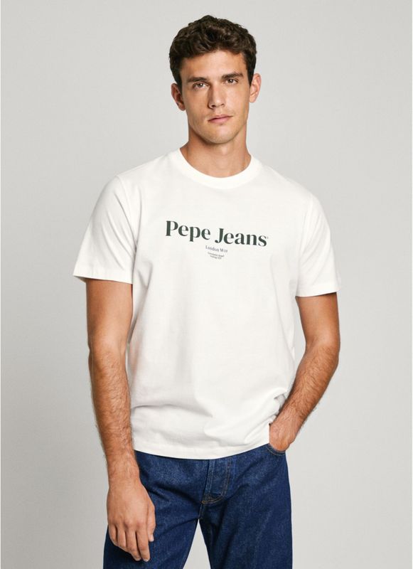 Pepe Jeansvoor mannen. PM509783 Dale T-shirt wit (L), Casual, Katoen, Korte mouwen