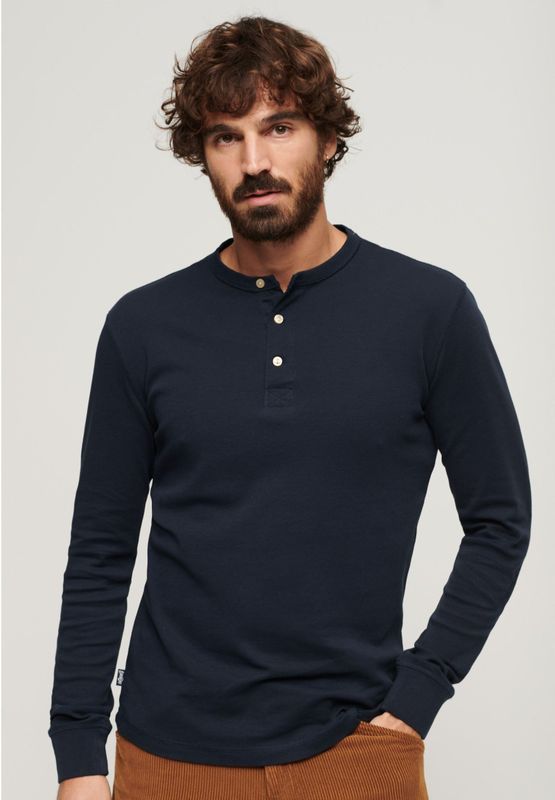 Superdry Merchant Grandad T-shirt Met Lange Mouwen Blauw S Man