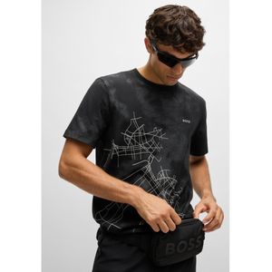 BOSSvoor mannen. 50532432 Katoenen relaxed fit T-shirt met decoratieve reflecterende print Zwart (M), Casual