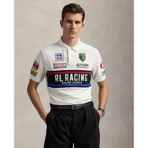 Polo Ralph Laurenvoor mannen. 710972334001 Custom Slim Fit wit piqué poloshirt (M), Casual, Katoen, Korte mouwen