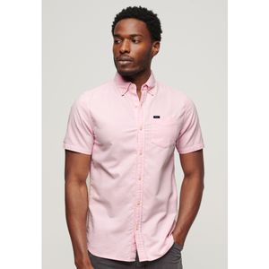 Superdryvoor mannen. M4010623A Roze oxford overhemd met korte mouwen (S), Casual, Katoen