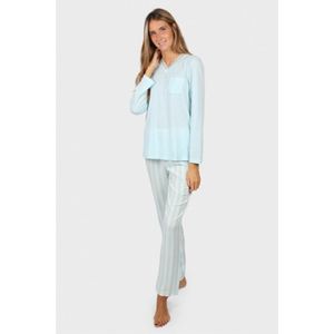 Admasvoor vrouwen. 54107-0-000204 Pyjama klassieke strepen blauw (XL), Homewear, Katoen, Polyester, Viscose, Lange mouwen