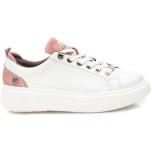 Xti - 14097602-NUDE - Trainers - Wit - Roze - Plat - Veters - Casual