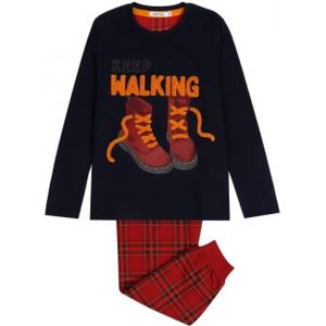 Admasunisex voor kinderen. 60886-0-000216 Keep Walking Pyjama Lange Mouw marine (6años= 106/116cm), Homewear, Katoen, Lange mouwen, Marinebl