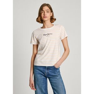 Pepe Jeansvoor vrouwen. PL505876 Elba T-shirt geel (S), Casual, Korte mouwen, Biologisch katoen, Duurzaam