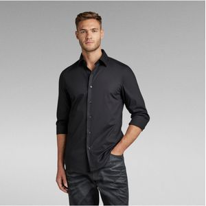 G-Starvoor mannen. D19088-C271-6484 Slim fit overhemd zwart (XS), Casual, Feest, Katoen, Lange mouwen