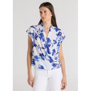 Victorio & Lucchino, V&Lvoor vrouwen. 330448146 Blouse met korte mouwen en gerimpeld detail wit, blauw (XS), Casual, Polyester