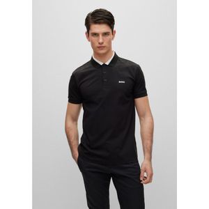 BOSSvoor mannen. 50483246 Polo Paule Slim Fit zwart (L), Casual, Katoen, Korte mouwen