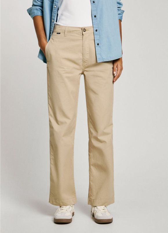Pepe Jeansvoor vrouwen. PL211808 Gina beige broek (L), Bruin, Casual, Katoen