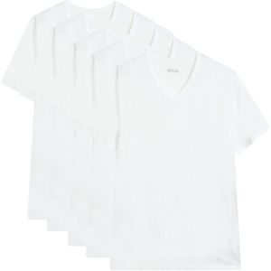 BOSSvoor mannen. 50475389 Set van 5 witte Authentieke T-shirts (M), Homewear, Katoen, Korte mouwen