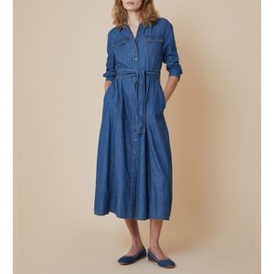 PennyBlackvoor vrouwen. 2511221063200 Pinta jurk blauw (S/M), Casual, Katoen, Lange mouwen