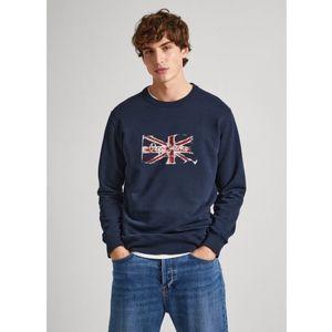 Pepe Jeansvoor mannen. PM582669 Sweater Ruwan marine (S), Casual, Katoen, Lange mouwen, Duurzaam, Marineblauw