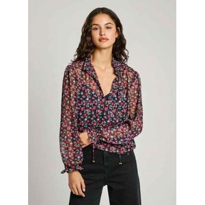 Pepe Jeansvoor vrouwen. PL304945 Blouse Octavia marine (XS), Casual, Polyester, Lange mouwen, Marineblauw