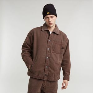 G-Starvoor mannen. D25189-D491-G824 Boxy Fit Sherpa Jas bruin (L), Casual, Biologisch katoen, Duurzaam