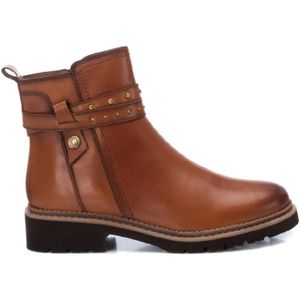 Carmelavoor vrouwen. 16171902-CAMEL Leren enkellaarsjes 161719 bruin (38), Leer, 1 tot 3 cm, Ritssluiting, Casual