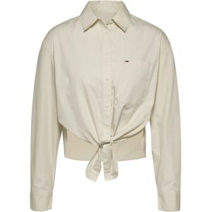 Tommy Jeansvoor vrouwen. DW0DW17520 Wijd uitgesneden overhemd met beige lint voor (XS), Casual, Katoen, Lange mouwen