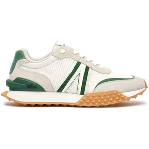 Lacostevoor mannen. 47SMA0114_082 Trainers L-Spin Deluxe beige, groen (46), Leer, Plat, Veters, Casual