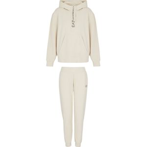 EA7voor vrouwen. 7W000117_AF13135 Stretch gebreid trainingspak met capuchon beige (S), Casual, Sportief, Katoen, Meerdere sporten, Lange mou