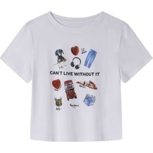 Pepe Jeansvoor meisjes. PG503135 T-shirt Cyndi wit (10años= 140cm), Casual, Katoen, Korte mouwen, kinderkleding