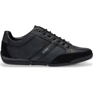 BOSSvoor mannen. 50498265 Saturn Lowp leren schoenen zwart (40), Leer, Plat, Veters, Casual