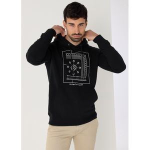 Bendorffvoor mannen. 860315403 Sweater met capuchon en raglanmouwen, grafisch paisley zwart (S), Casual, Katoen