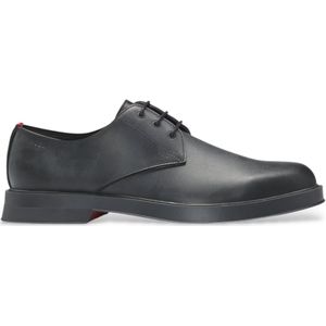 HUGOvoor mannen. 50536249 Leren derbyschoenen met metalen oogjes zwart (41), Leer, Plat, Veters, Casual