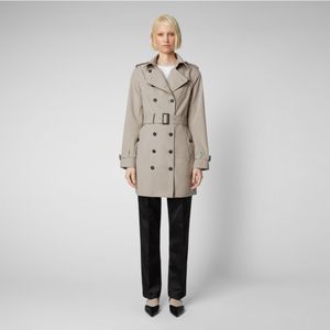 Save The Duckvoor vrouwen. D43090W-GRIN20 Beige trenchcoat (XS), Casual, Gerecycled polyester, Duurzaam
