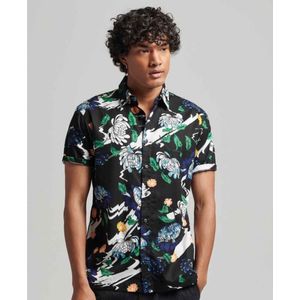 Superdryvoor mannen. M4010620A Hawaiian overhemd korte mouw zwart (XL), Casual, Modaal, Korte mouwen