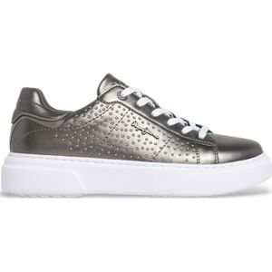 Pepe Jeans - Klassieke Sneakers - Zilver - Leer - Vetersluiting