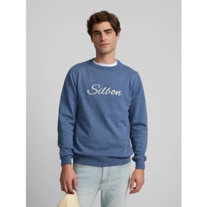 Silbonvoor mannen. 131917 Effen blauwe trui (S), Casual, Katoen