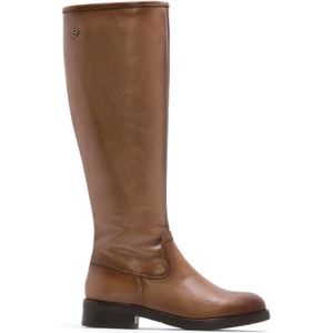 Porronetvoor vrouwen. 4612-010 Elba taupe Leren Hoge Laarzen Met Rit Elba taupe (37), Leer, 3 tot 5 cm, Ritssluiting, Casual