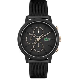 Lacostevoor mannen. 2011247 Analoog horloge 12.12 Chrono zwart (OSFA), Casual, Siliconen, Riem