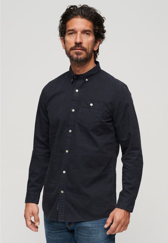 Superdry - M4010680A Merchant Store - Overhemd - Marineblauw - Katoen - Lange Mouwen