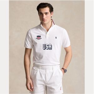 Polo Ralph Laurenvoor mannen. 710944666001 Klassiek Amerikaans poloshirt wit (L), Casual, Katoen, Korte mouwen