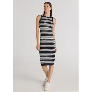 Victorio & Lucchino, V&Lvoor vrouwen. 340358124 Midi-jurk blauwe tank pasvorm zeemansteek (XS), Casual, Acryl, Mouwloos / spaghettibandjes