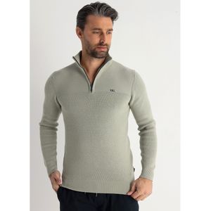 Victorio & Lucchino, V&Lvoor mannen. 670167132 Perkins marine trui met rits (S), Casual, Katoen, Lange mouwen, Marineblauw