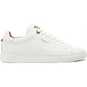 Pepe Jeansvoor mannen. PMS30840 Copa Joe Uno wit lederen sportschoenen (44), Leer, Plat, Veters, Casual