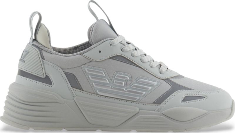 EA7unisex. X8X221_XK437 Grijze logotrainers (36), Plat, Veters, Casual, Sportief, Grijs, Meerdere sporten